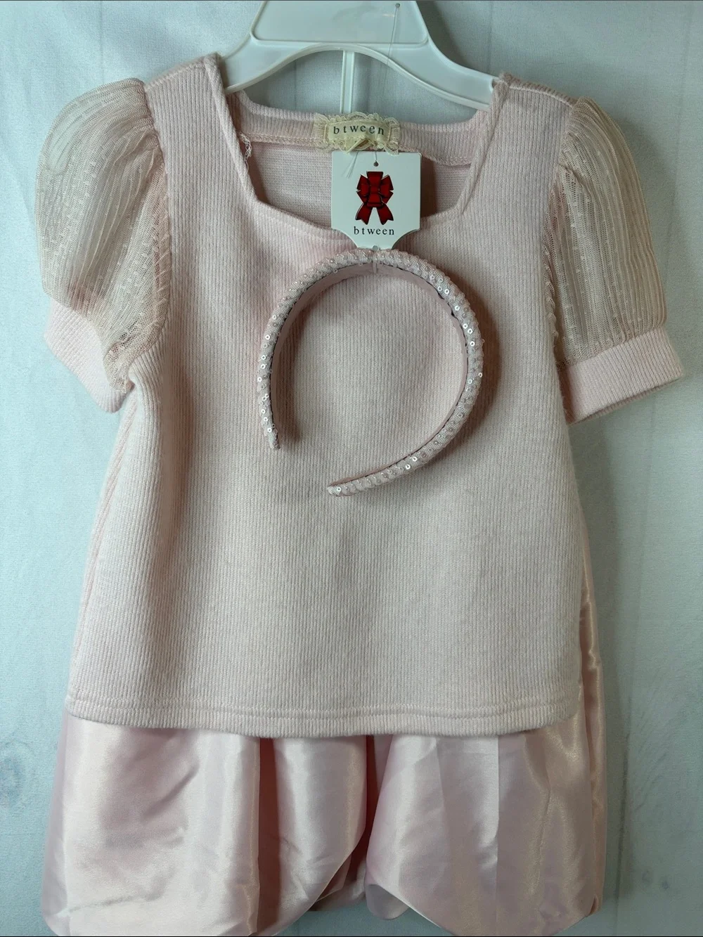 BTween Girls 3-Piece Blush Pink Bubble Skirt Set with Headband Size 8 NWT - Picture 2 of 11